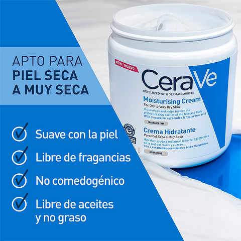 Cerave Hidratante Piel Seca A Muy Seca 454g Crema Facial Y Corporal