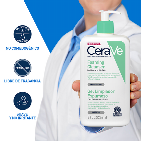 Cerave Limpiador Espumoso Piel Grasa 236ml Gel Facial