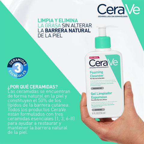 Cerave Limpiador Espumoso Piel Grasa 236ml Gel Facial