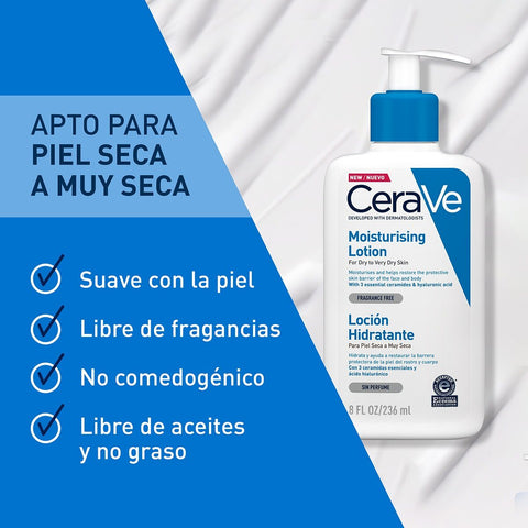 Cerave Hidratante Piel Seca 236ml Locion Facial Y Corporal
