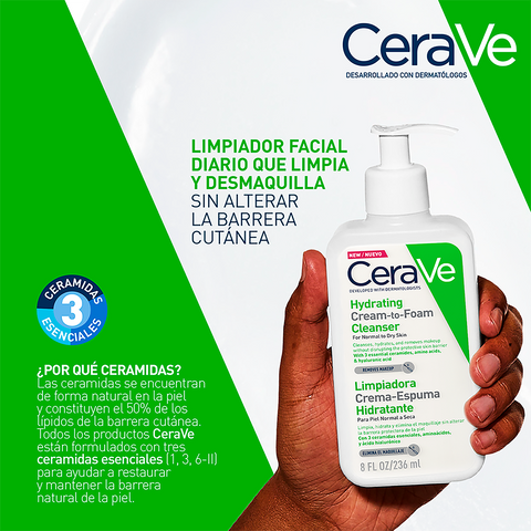 Cerave Limpiadora Hidratante 236ml Crema Espuma Facial Y Corporal