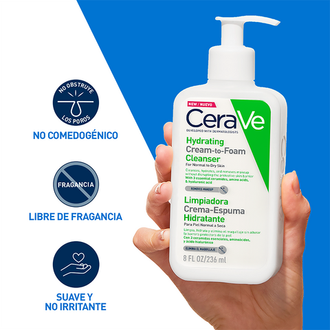 Cerave Limpiadora Hidratante 236ml Crema Espuma Facial Y Corporal