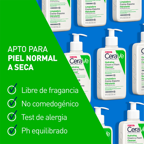 Cerave Limpiadora Hidratante 236ml Crema Espuma Facial Y Corporal