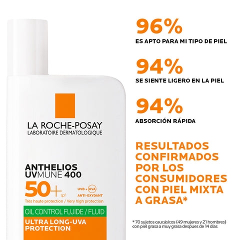 Protector Solar Facial Anthelios Oil Control Fluido UVMune 400 SPF 50+ 50ml La Roche Posay