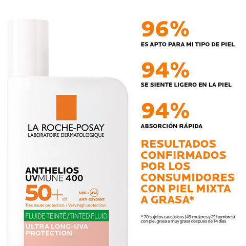 Protector Solar Facial Anthelios Oil Control Fluido UVMune 400 Con Color SPF 50+ 50ml La Roche Posay