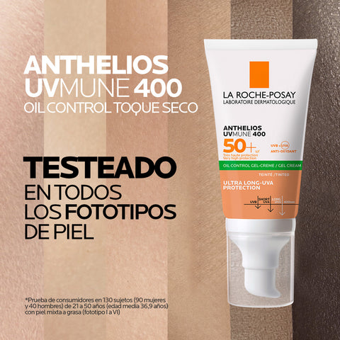 Protector Solar Facial Anthelios Oil Control Gel Crema UVMune 400 Con Color SPF 50+ 50ml La Roche Posay