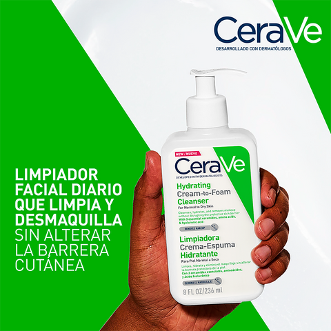 Cerave Limpiadora Hidratante 236ml Crema Espuma Facial Y Corporal