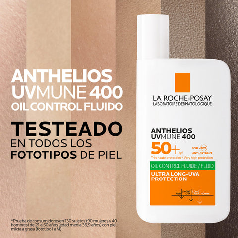 Protector Solar Facial Anthelios Oil Control Fluido UVMune 400 SPF 50+ 50ml La Roche Posay