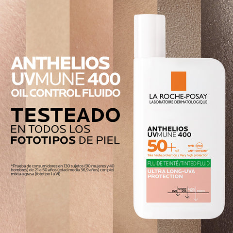 Protector Solar Facial Anthelios Oil Control Fluido UVMune 400 Con Color SPF 50+ 50ml La Roche Posay