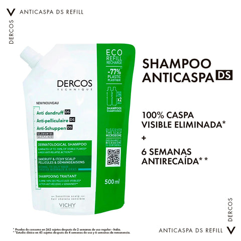 Vichy Shampoo Anticaspa Dercos DS para Cabello Graso Refill 500ml