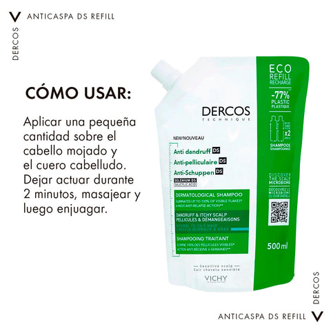 Vichy Shampoo Anticaspa Dercos DS para Cabello Graso Refill 500ml