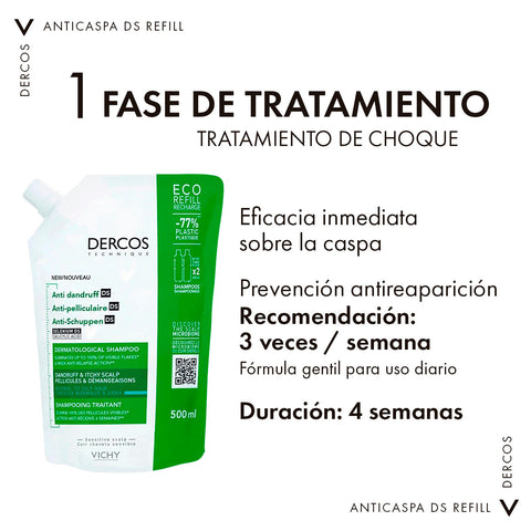 Vichy Shampoo Anticaspa Dercos DS para Cabello Graso Refill 500ml