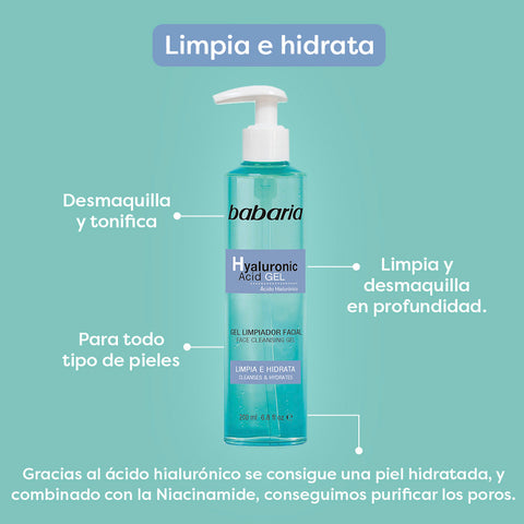 Gel Limpiador Facial Ácido Hialurónico Babaria - Shopy Guatemala