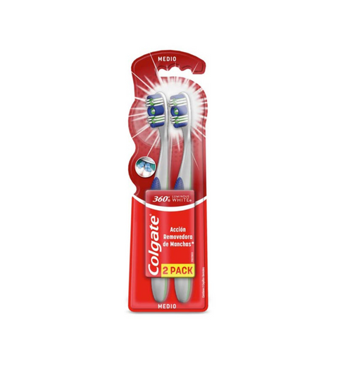 Cepillo 360 Colgate Luminous White Medio 2x1
